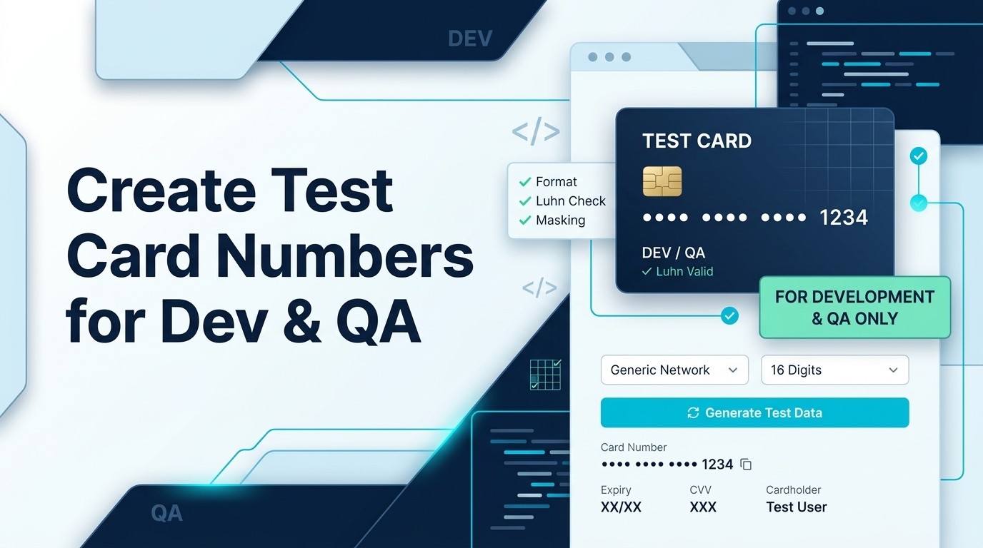 Free Card Generator: Create Test Card Numbers for Dev & QA