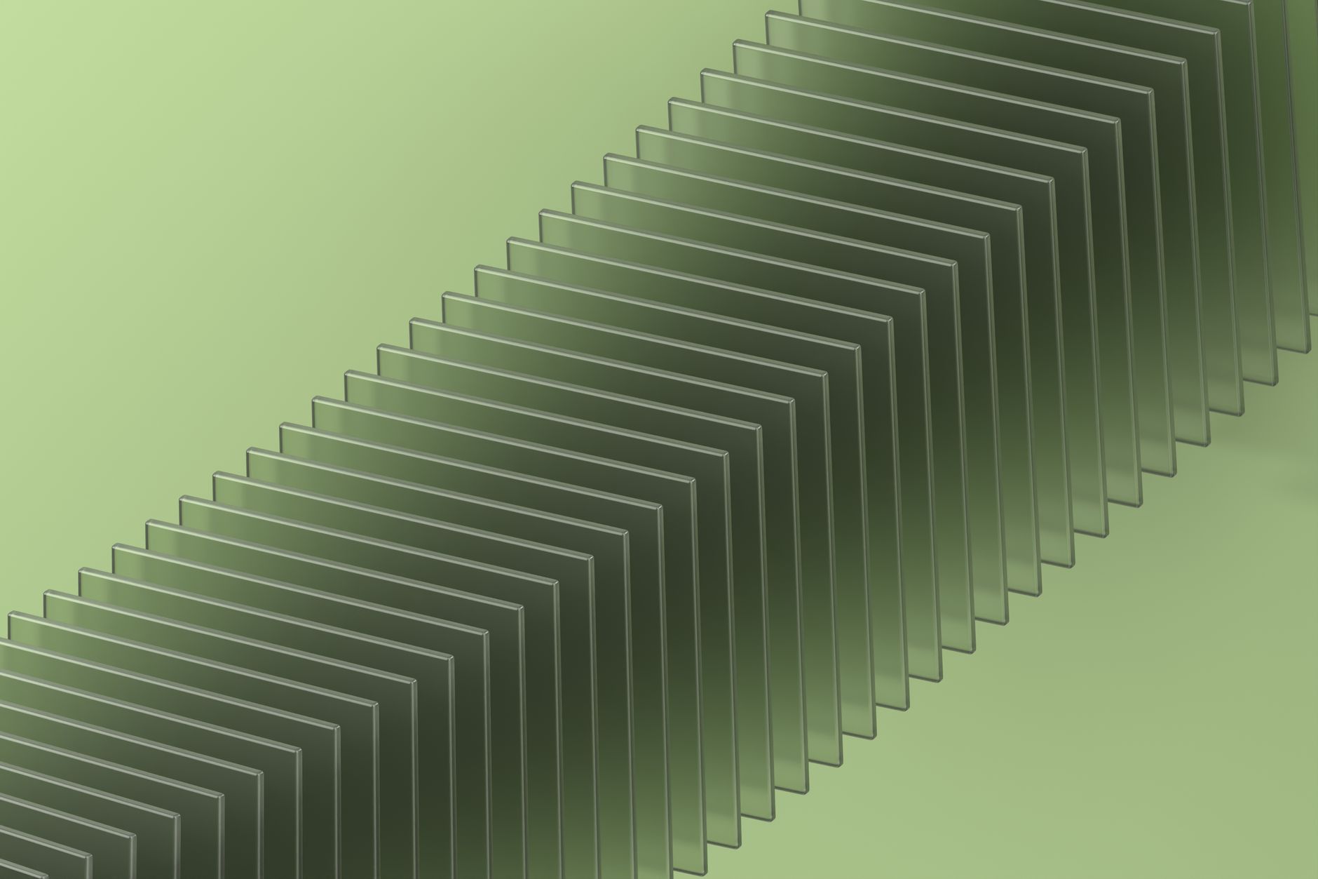 Abstract green render of transparent geometric glass panels. Ideal for modern design projects.