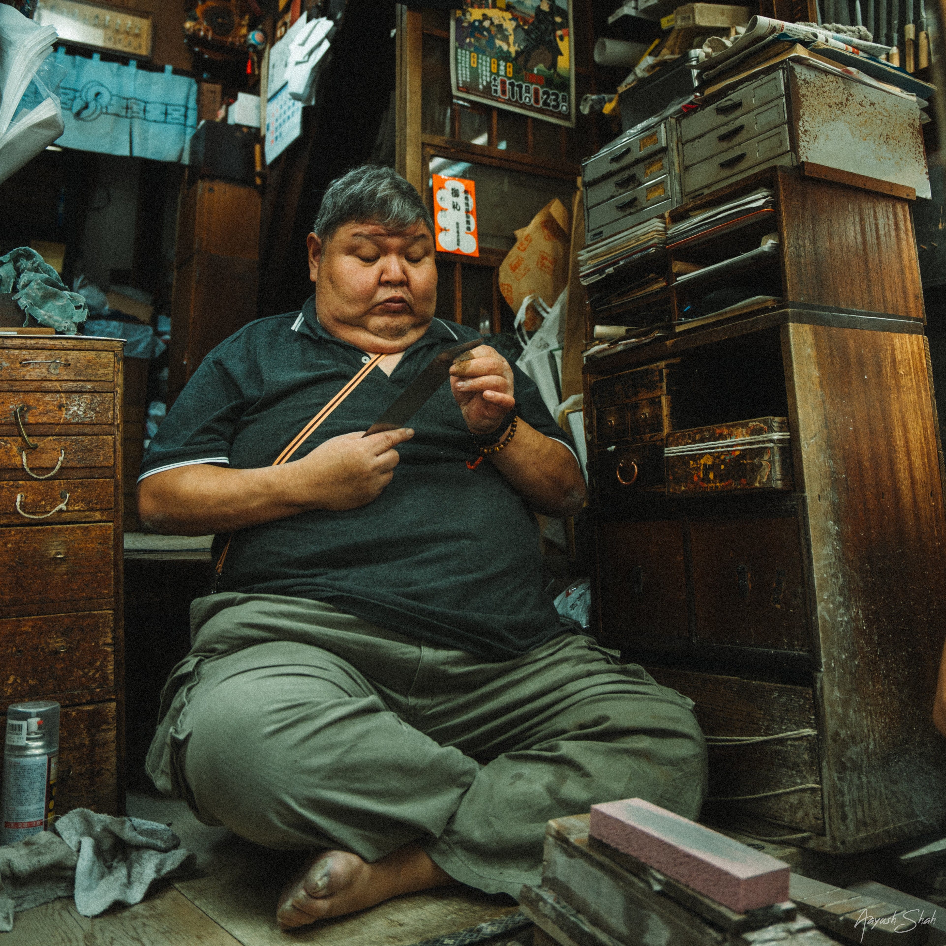 tokyo, japan | knife sharpener shop | 2023