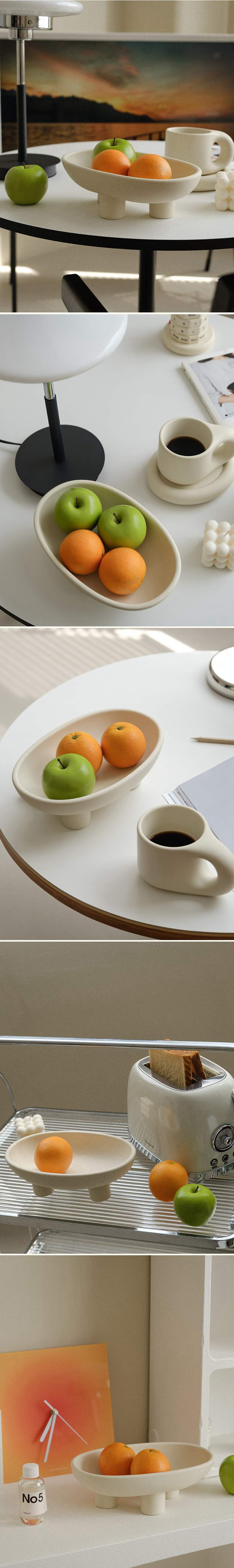 Ceramic Fruit Plate - Three-legged Oval Bowl For Kitchen Counter