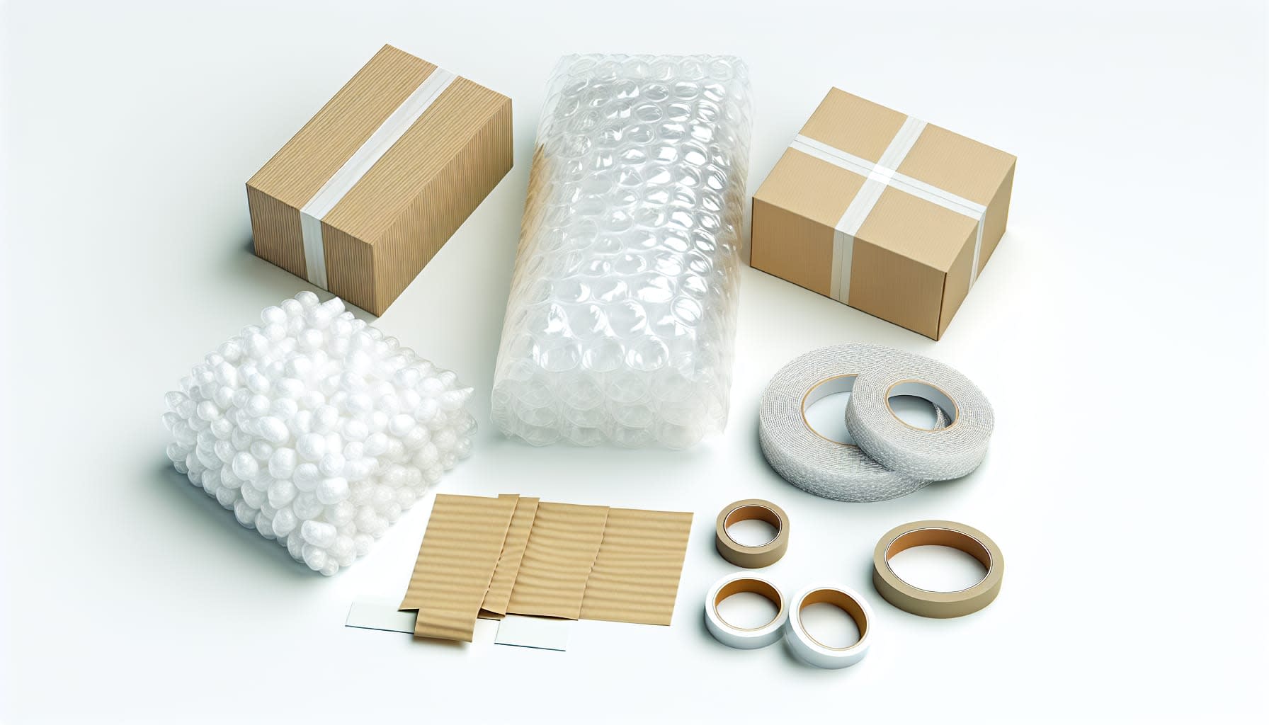 חומרי אריזה מומלצים למוצרים שבירים: נייר עטיפה מרופד, קופסאות קרטון, חומרי מילוי וסרט הדבקה
