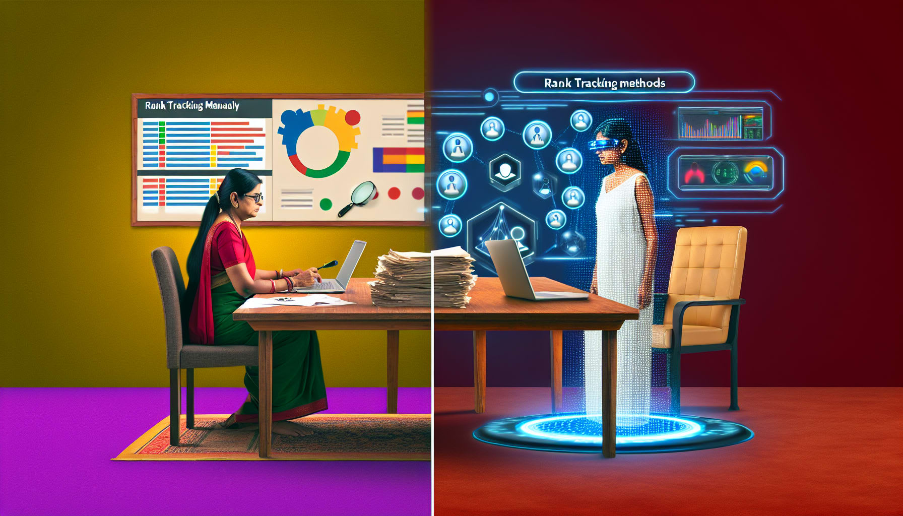 השוואה בין שיטות מעקב דירוגים מסורתיות ומתקדמות, מעקב ידני מול טכנולוגיות AI מתקדמות
