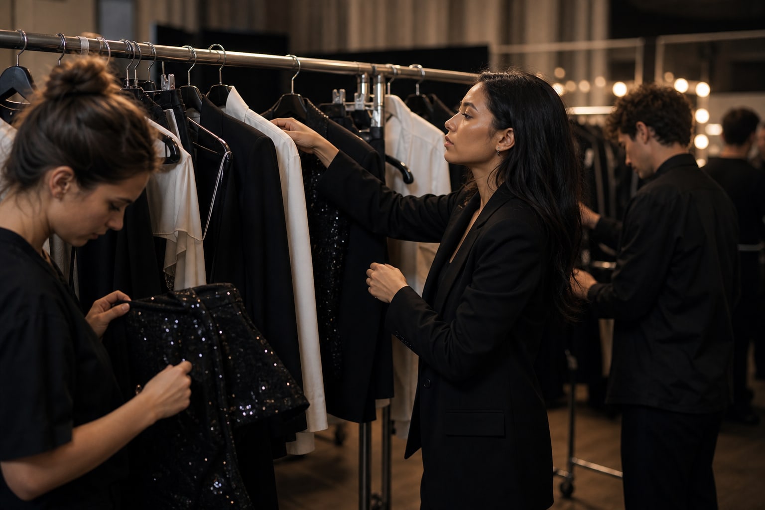 Backstage wardrobe and production preparation