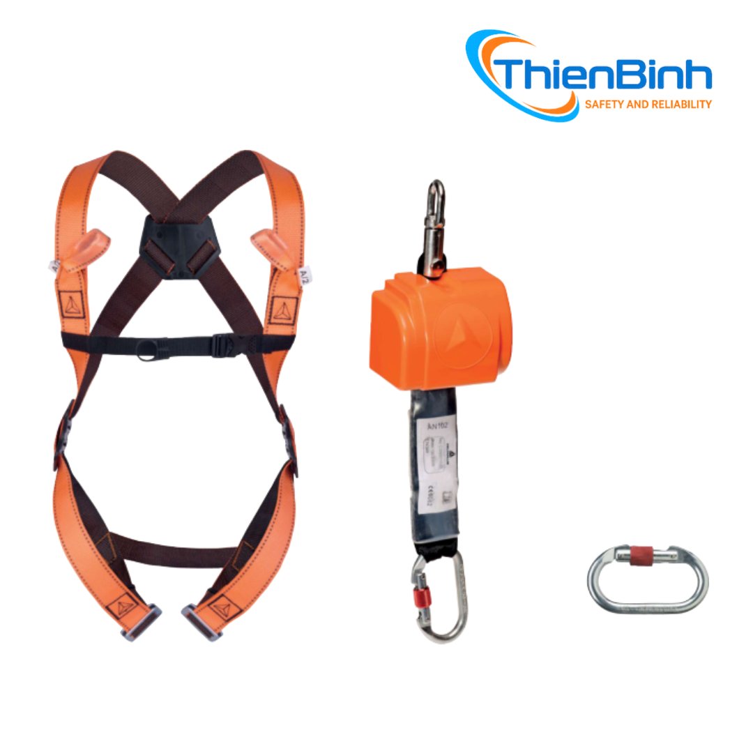 Bộ dụng cụ chống rơi với dây đai có hai tông màu và cuộn dây tự thu ELARA140