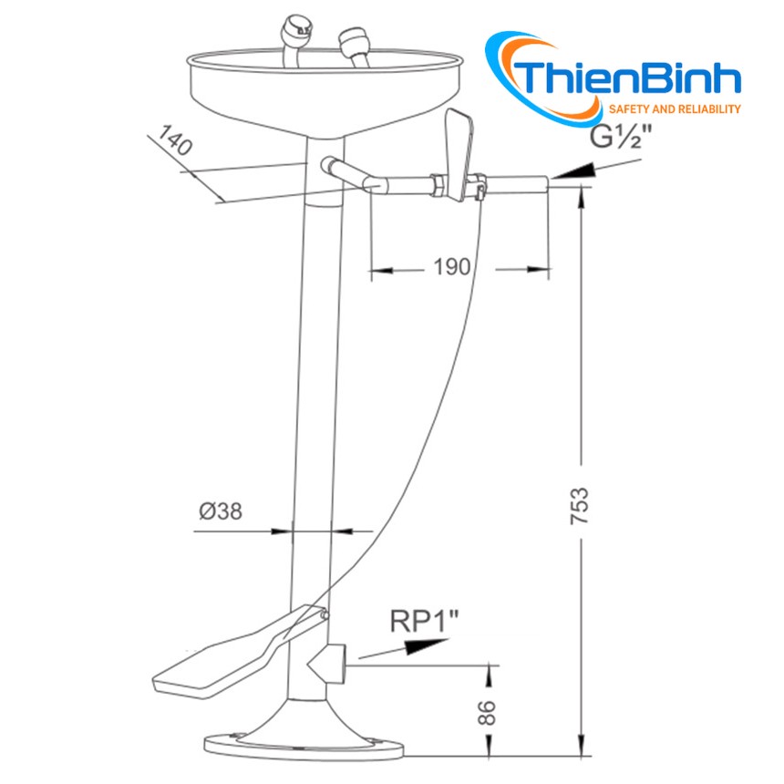 Floor-Mount Emergency Eye Wash - Ảnh chi tiết 1