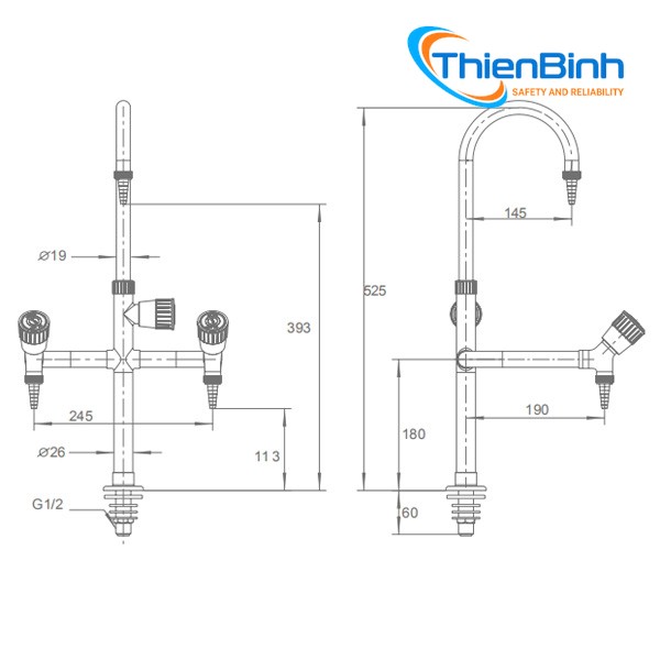 Three Way Bench Faucet - Ảnh chi tiết 1