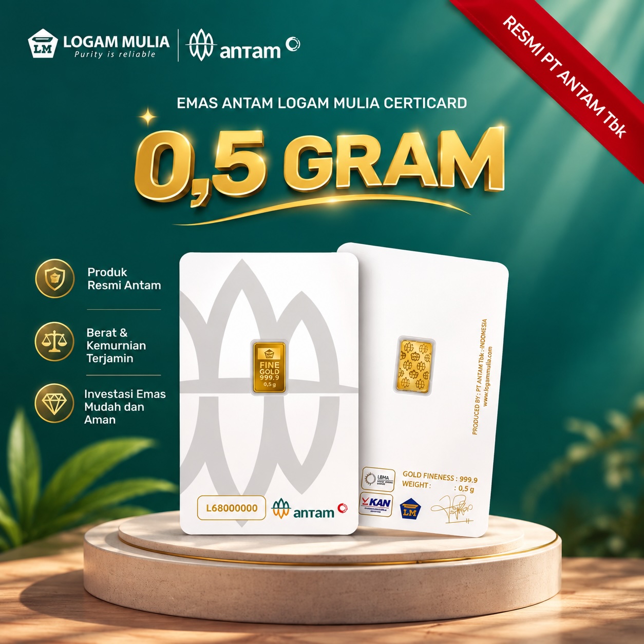 Emas Antam 0.5 gram