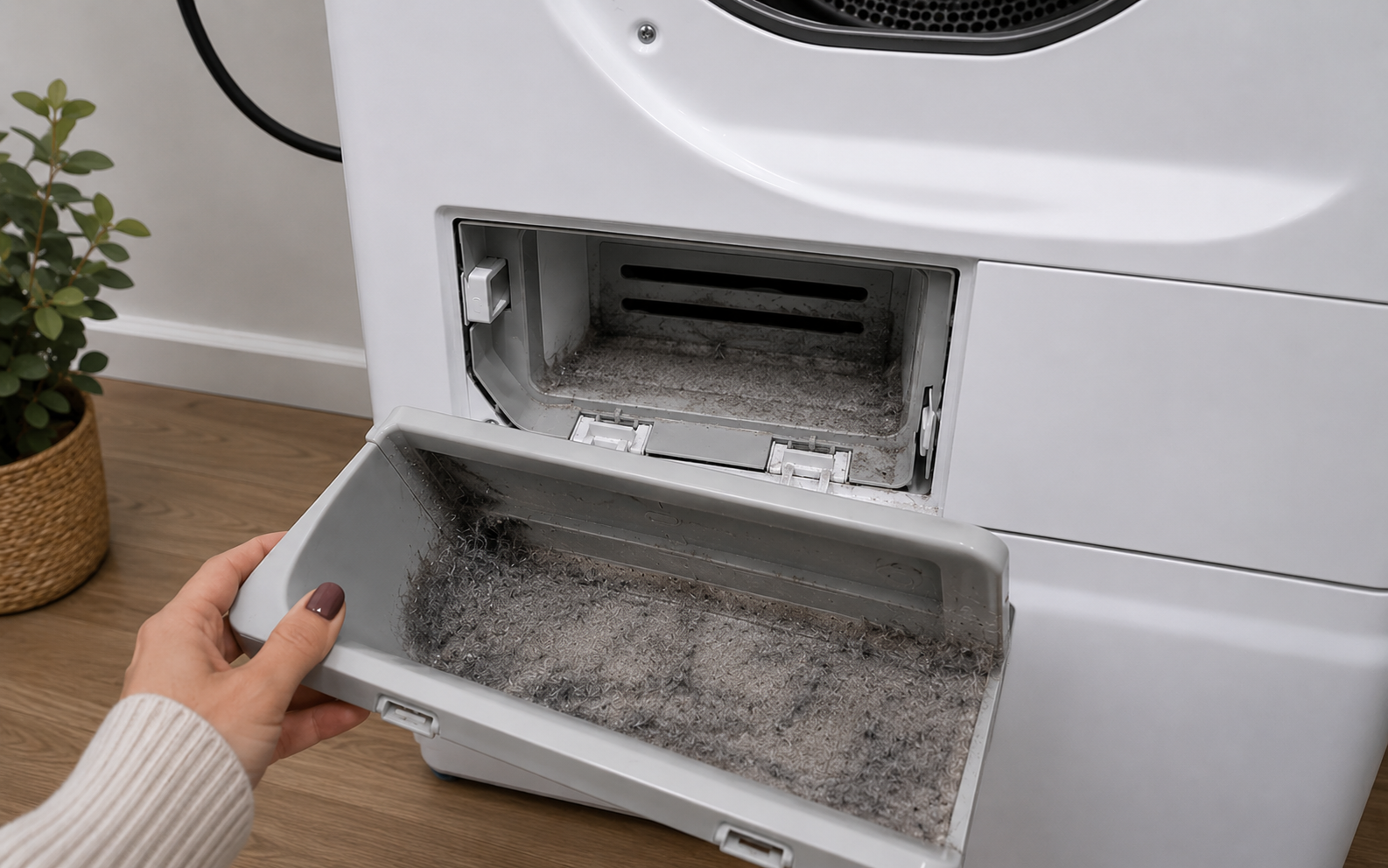Condensador de secadora extraído para limpieza
