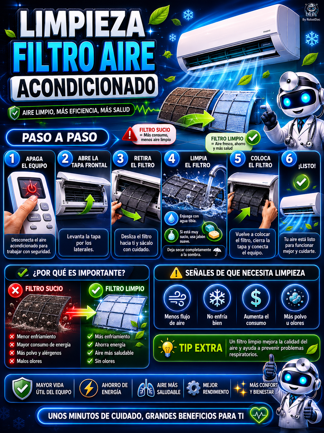 Bandeja de condensado del aire acondicionado con agua estancada