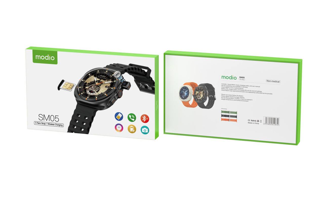 Smartwatch HD Avec Appels SIM Bluetooth 5.3 Et Appareil Photo Et 3 Bracelets Modio SM05