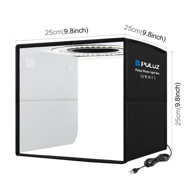 Puluz 25cm Foldable LED Ring Light Studio Box