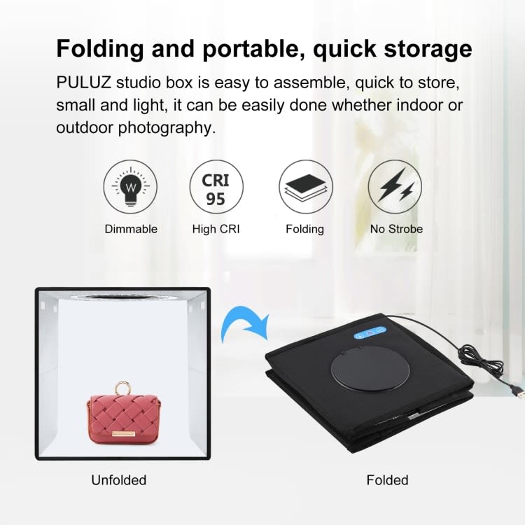 Puluz 25cm Foldable LED Ring Light Studio Box