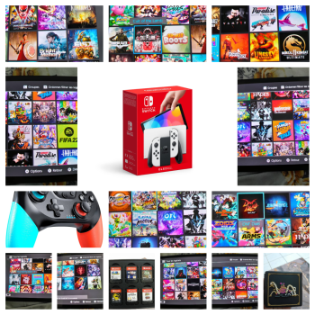 Nintendo Switch OLED avec 70+ jeux, carte mémoire 500 Go et accessoires Zelda et Pro