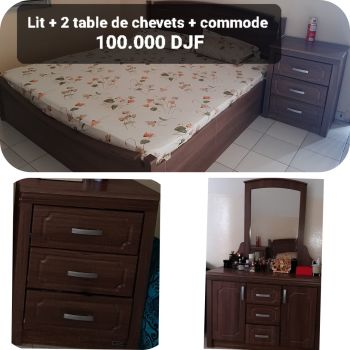 Chambre à coucher avec tables de chevet et commode