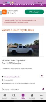 Toyota à louer pour une semaine