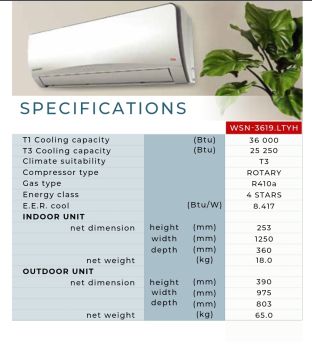 Climatiseur Westpoint, 3 tonnes T3, rotatif 4 voies