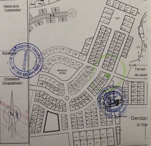 Terrain à vendre à Cité Dagane (PK-Nord) avec titre foncier et plan de situation