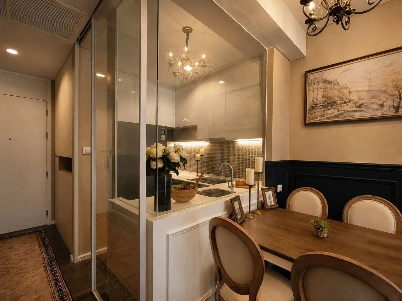 2 bedroom condo for rent in Ladprao Bangkok - kitchen and dining area