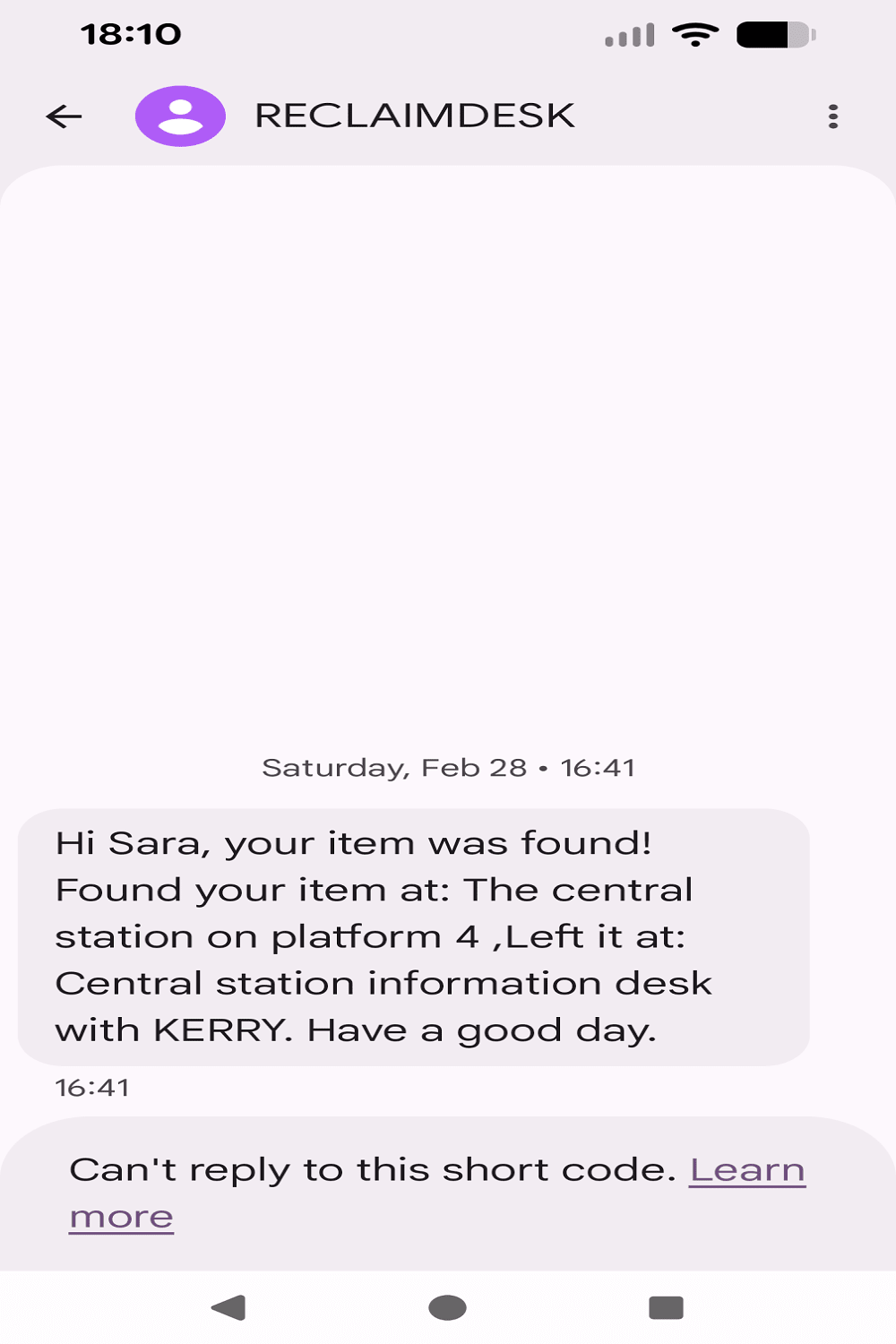 Receiving message notification