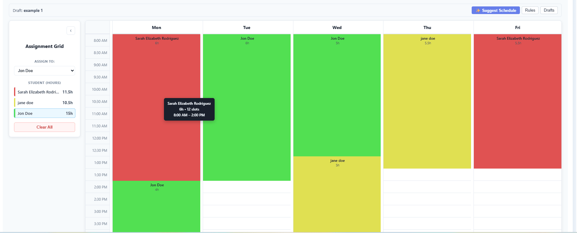 SemesterShiftBuilder: Schedule builder (1)