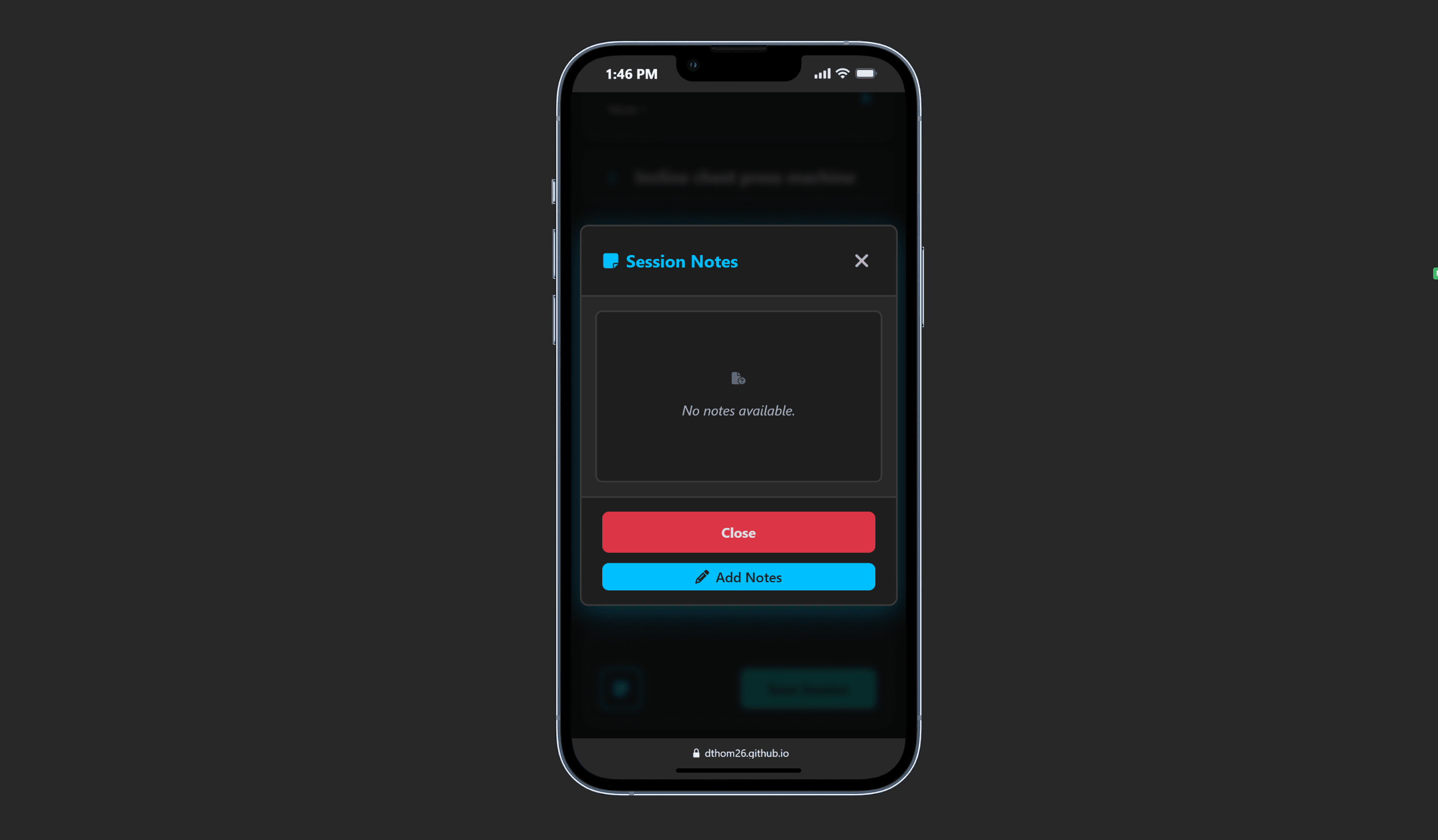Workout log Application: undefined