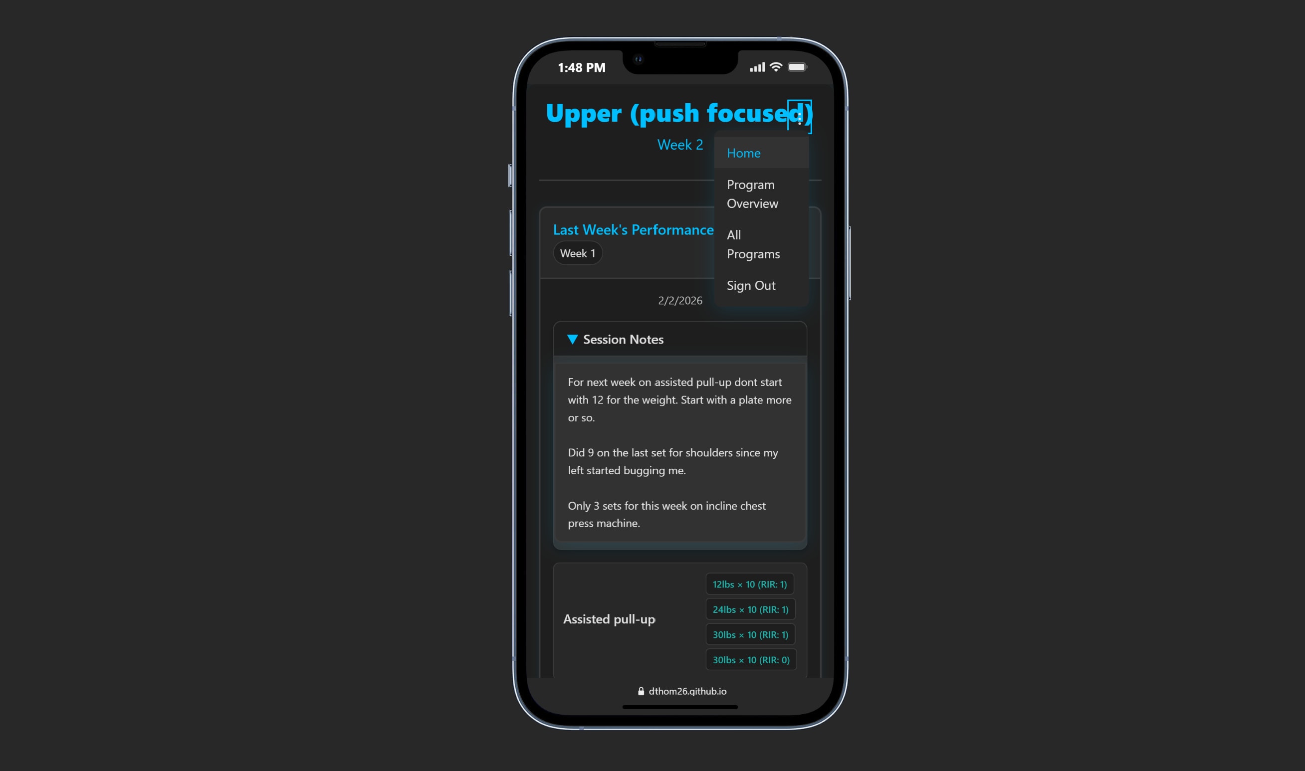 Workout log Application: undefined