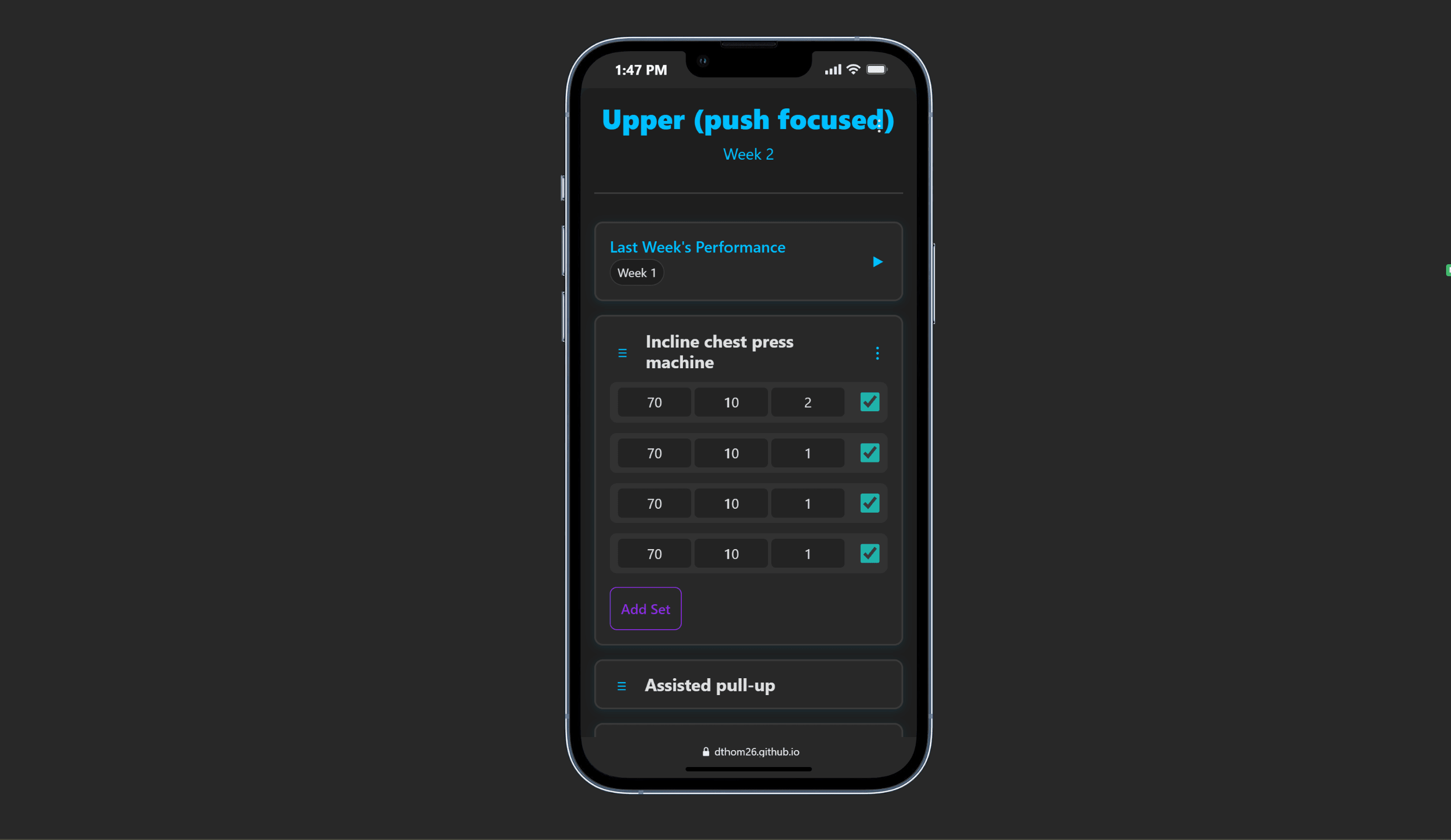 Workout log Application: undefined