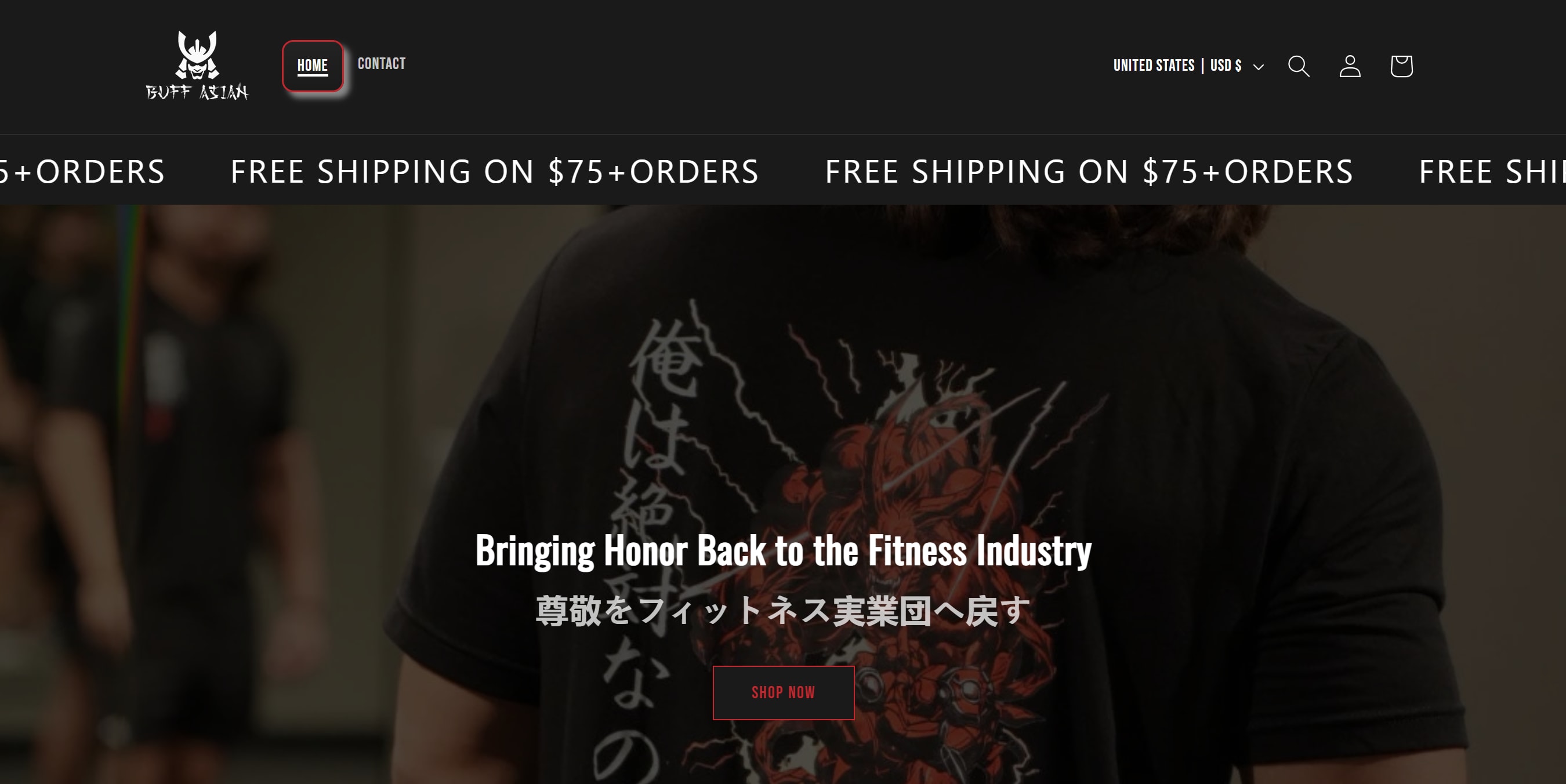 Fitness Clothing Brand Shopify Store: Buff Asian Shopify store homepage