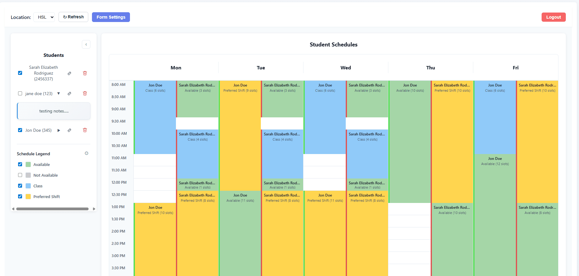 SemesterShiftBuilder: Manager schedule view (3)