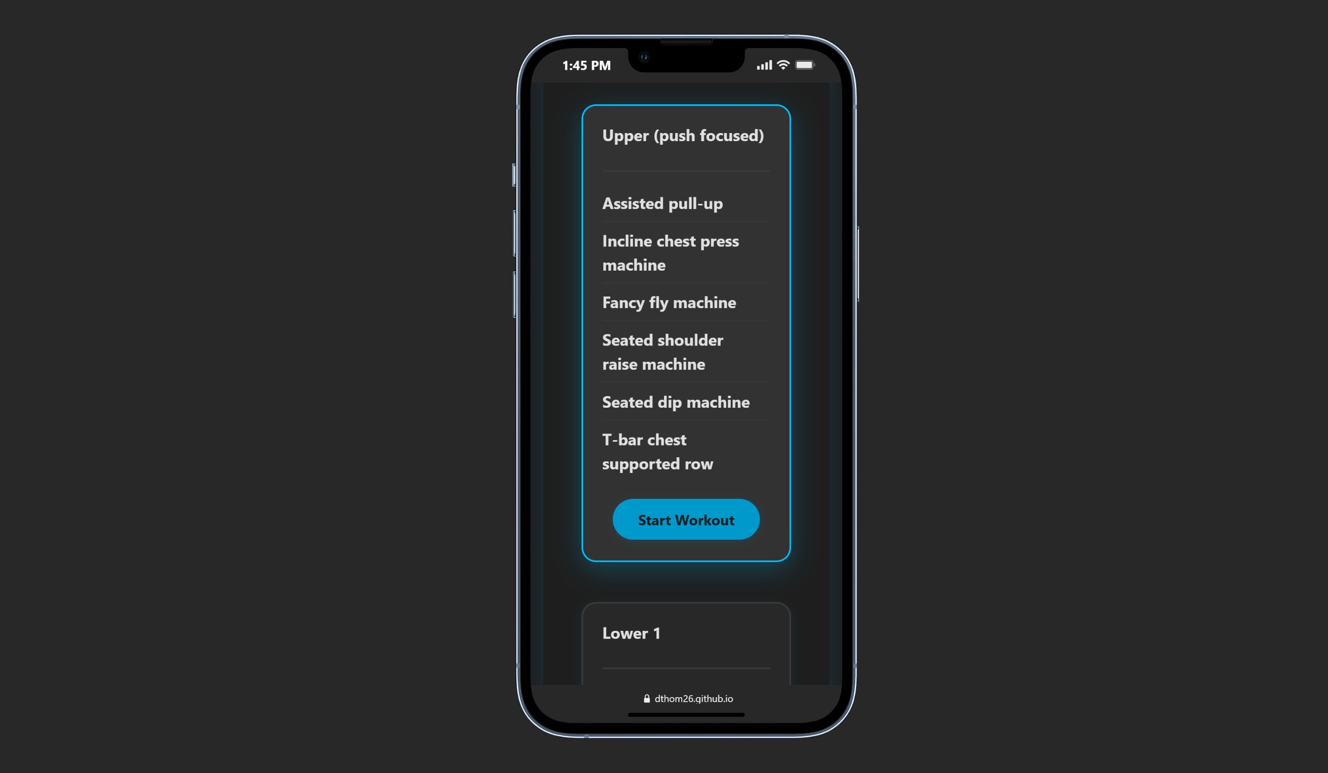 Workout log Application: