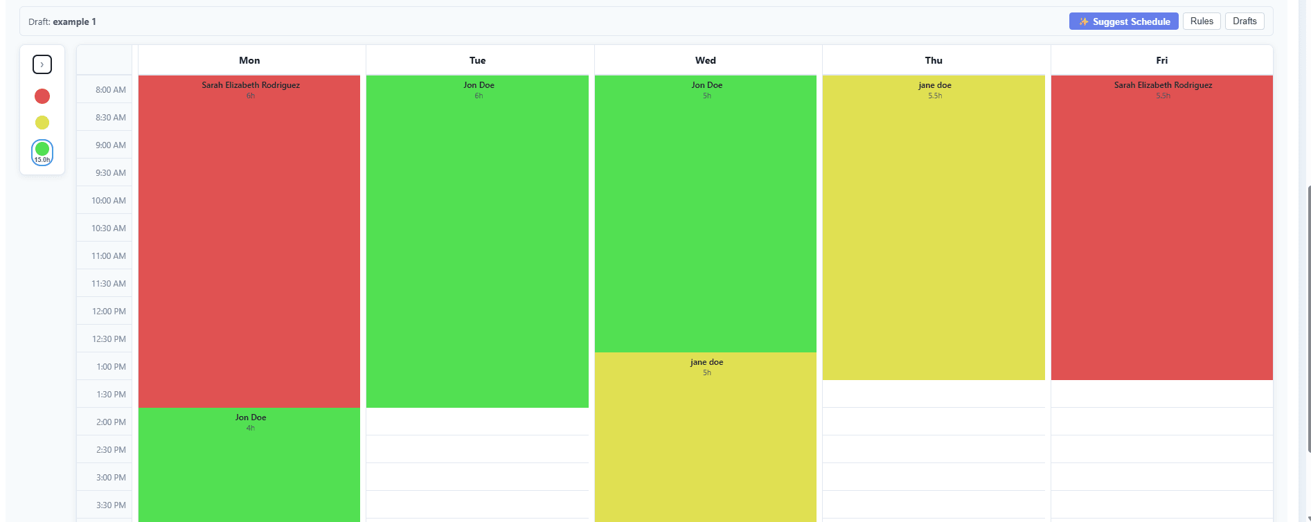 SemesterShiftBuilder: Schedule builder (2)