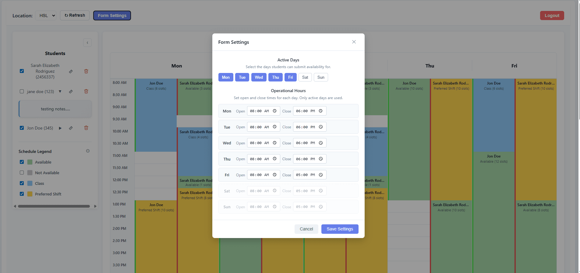 SemesterShiftBuilder: Manager schedule view (7)