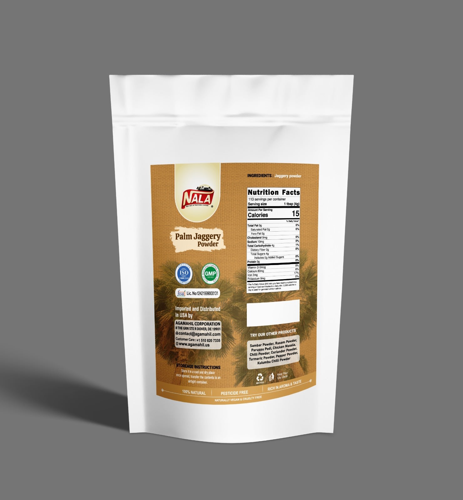 Nutritional Information Of Nala's Palm Jaggery Powder