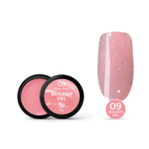 Гель для нарощування Mett Expert Builder gel Silver potal №09 Рожевий зі срібною поталлю 5 г