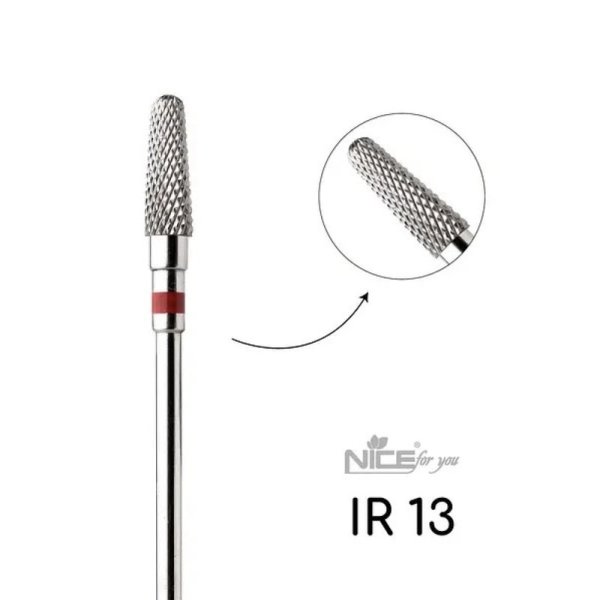 Фреза твердосплавна Скруглений конус IR 13 Nice for you червона насічка (d 4 мм, L 12 мм)