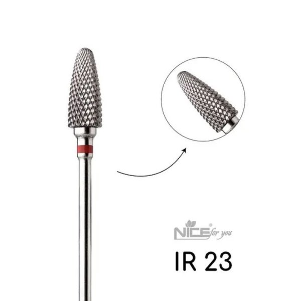 Фреза твердосплавна «Кукурудза» IR 23 Nice for you червона насічка (d 6 мм, L13 мм)