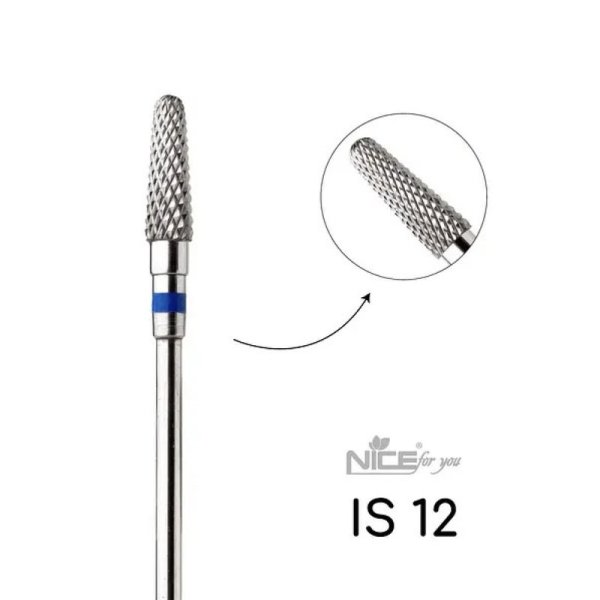 Фреза твердосплавна Скруглений конус IS 12 Nice for you синя насічка (d 4 мм, L 12 мм)