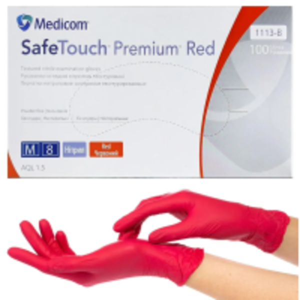 Нітрилові рукавички Medicom SafeTouch Red, розмір M, червоні 4,0 гр, Пара