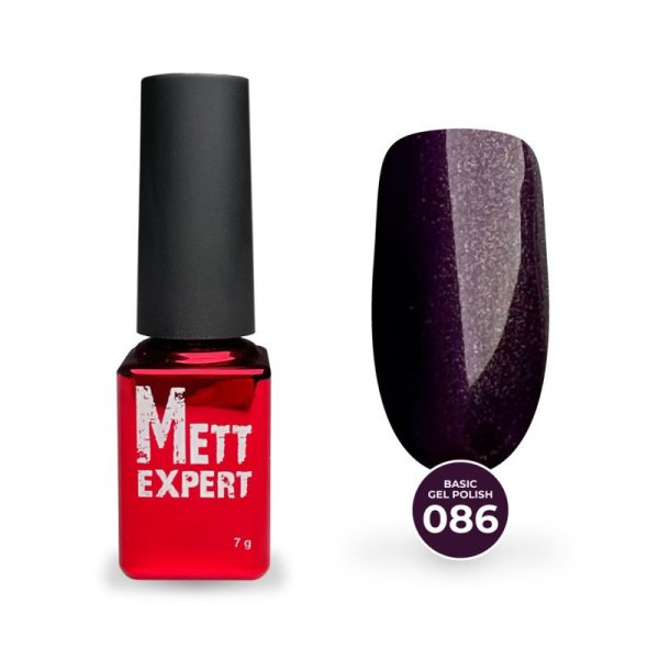 Гель-лак Mett Expert Basic gel polish №086 Баклажановий з мікро блискітками 7 г