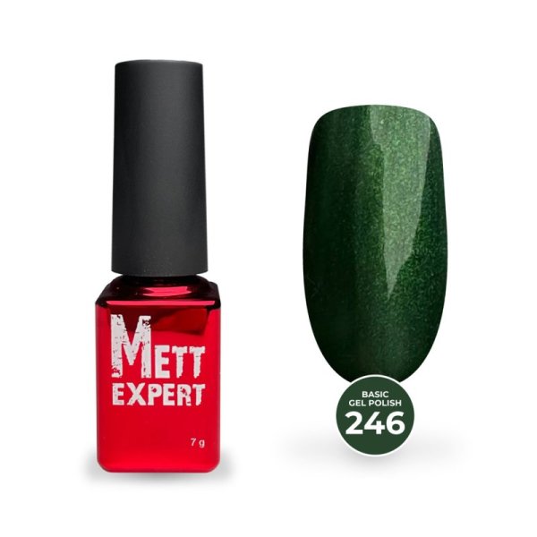 Гель-лак Mett Expert Basic gel polish №246 Зелений перламутр із дрібним шиммером 7 г