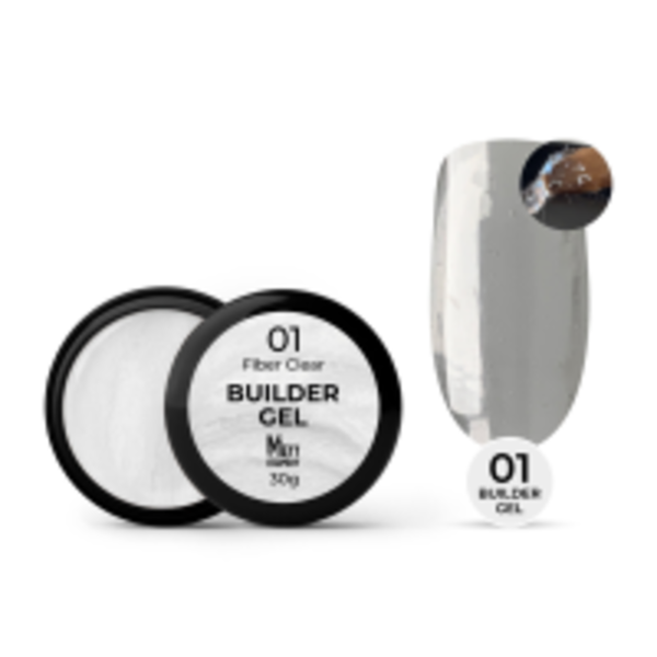 Гель для нарощування Mett Expert Builder gel Fiber clear №01 Прозорий зі скловолокном 30 г