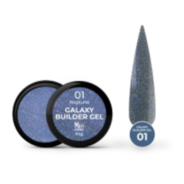 Світловідбивний гель для нарощування Mett Expert Galaxy Builder gel №01 Neptune Волошковий 30 г