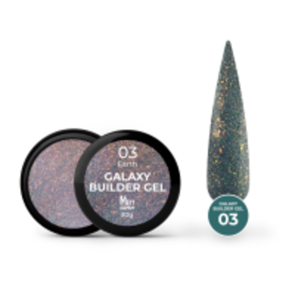 Світловідбивний гель для нарощування Mett Expert Galaxy Builder gel №03 Earth Хвойно-помаранчевий 30 г