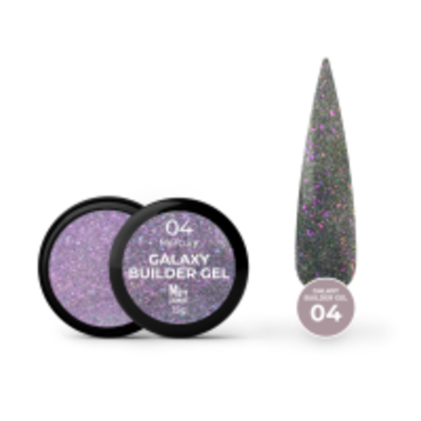 Світловідбивний гель для нарощування Mett Expert Galaxy Builder gel №04 Mercury Графітово-фіолетовий 15 г