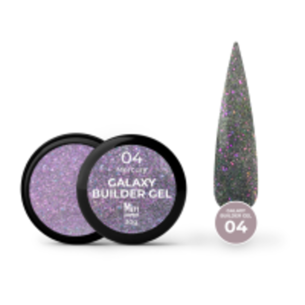 Світловідбивний гель для нарощування Mett Expert Galaxy Builder gel №04 Mercury Графітово-фіолетовий 30 г