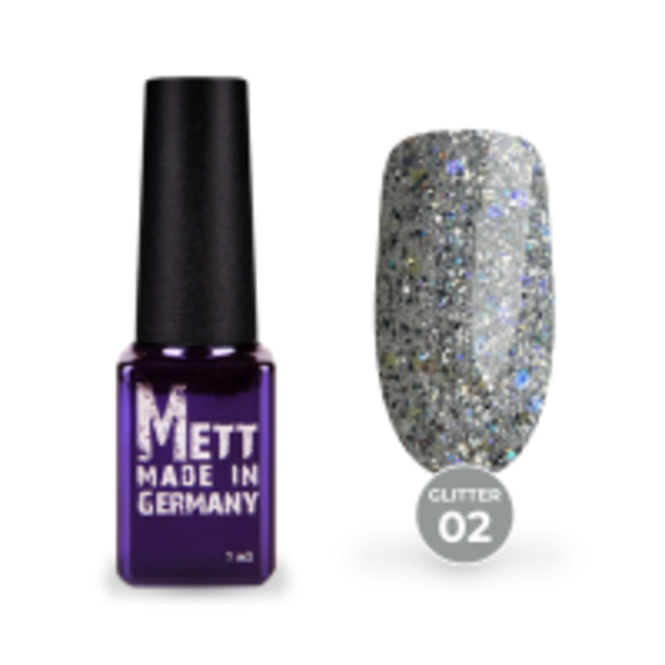 Гель-лак Mett Expert Glitter №02 Сріблясто-синій 7 г