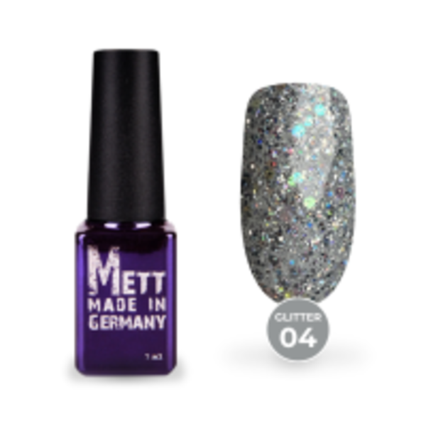 Гель-лак Mett Expert Glitter №04 Сріблясто-бірюзовий 7 г