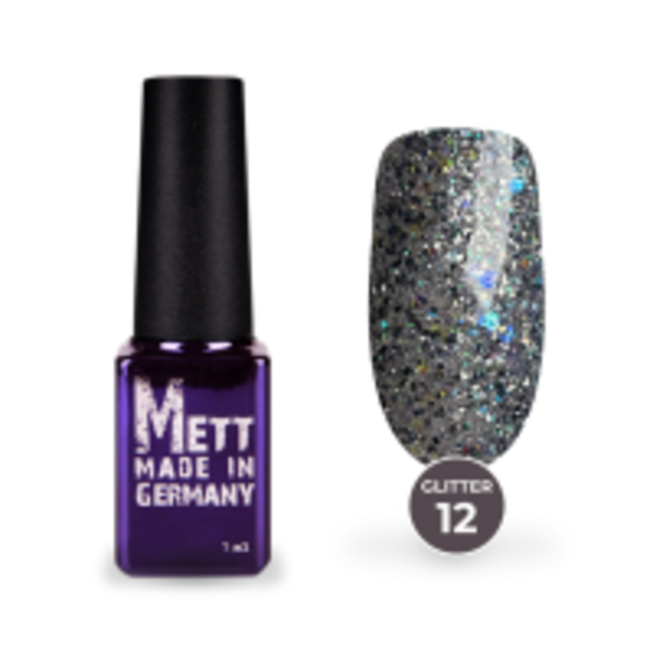 Гель-лак Mett Expert Glitter №12 Сріблясто-синій 7 г
