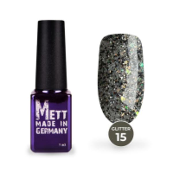 Гель-лак Mett Expert Glitter №15 Золотаво-чорний 7 г