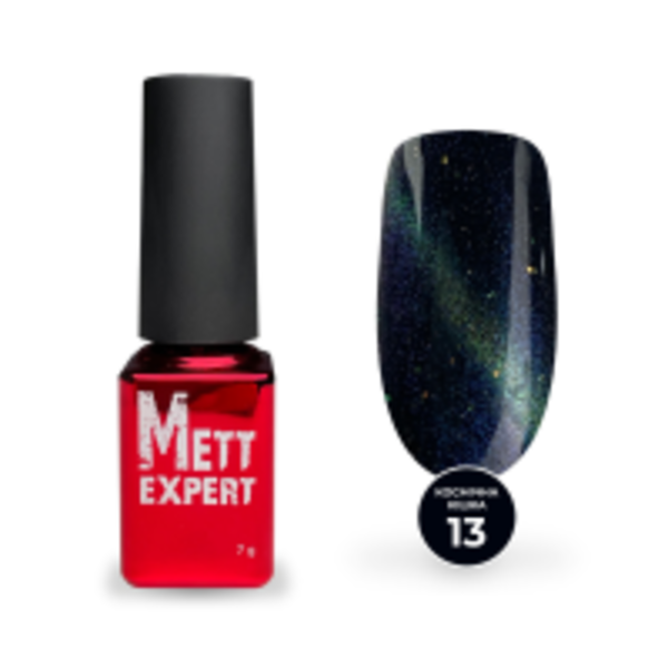 Гель-лак Mett Expert Katze 5D №13 Блакитний з рожево-золотими блискітками 7 г